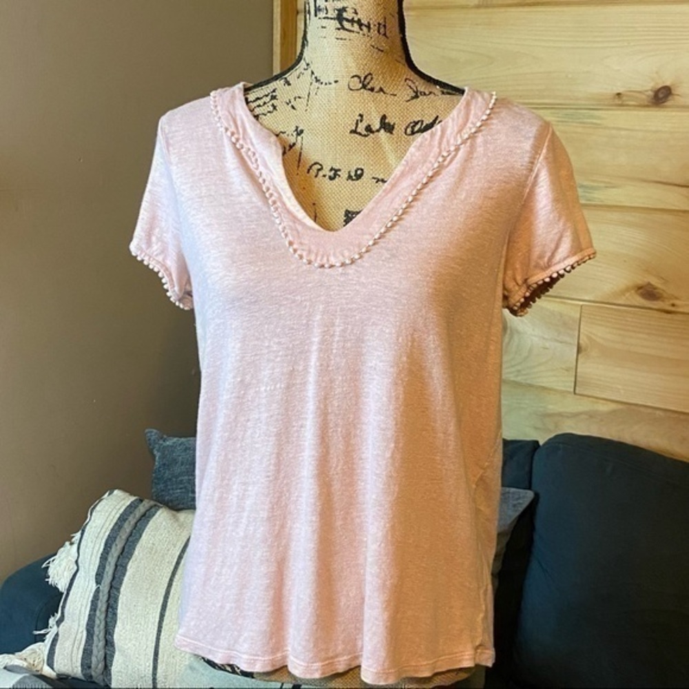 Boden Pink V-neck BoHo Shirt